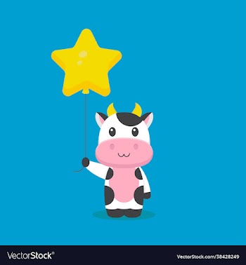 cute cow holding balloon free