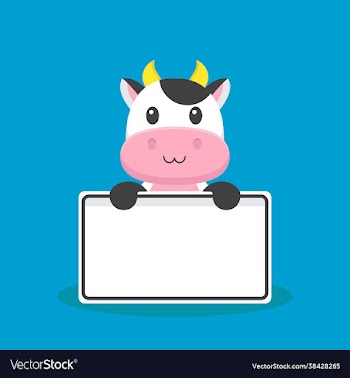 cute cow holding blank text board