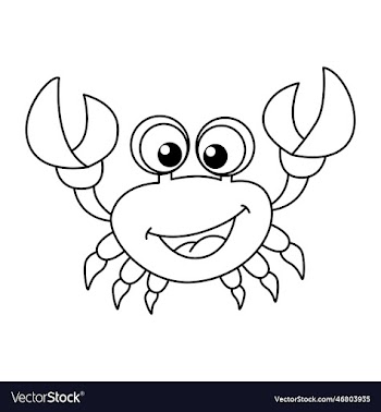 cute crab cartoon coloring page for kids