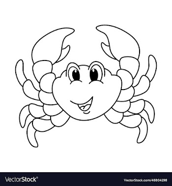 cute crab cartoon coloring page for kids