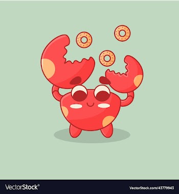 cute crab with doughnut design