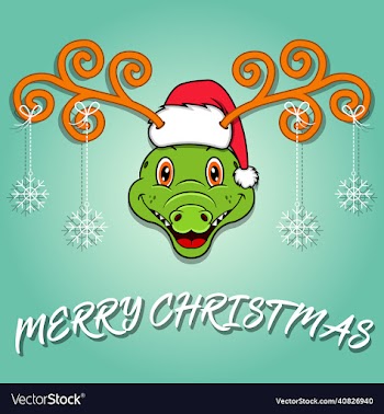 cute crocodile head cartoon christmas card