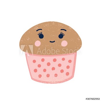 Cute cupcake flat vector illustration