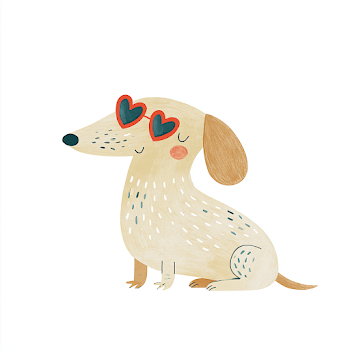Cute Dachshund with Heart-Shaped Sunglasses