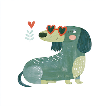 Cute Dachshund with Heart-Shaped Sunglasses