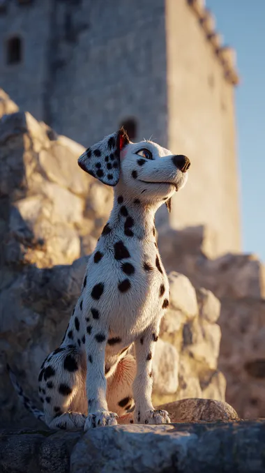 Cute Dalmatian Dog Against Dubrovnik's Ancient Walls Cute Dalmatian Dog Against Dubrovnik's Ancient Walls