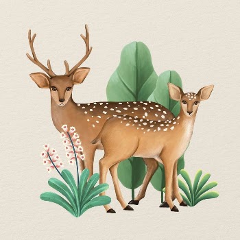 Cute deer, beige design, animal | Free Photo Illustration - rawpixel