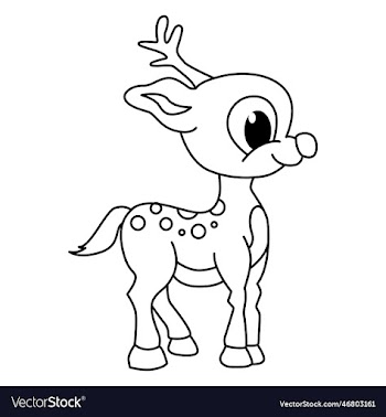cute deer cartoon coloring page for kids