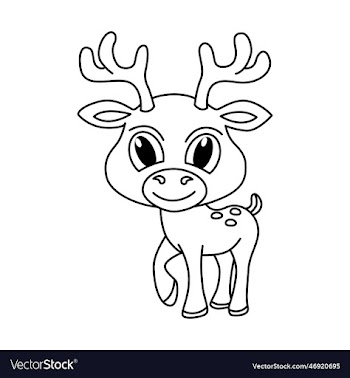 cute deer cartoon coloring page for kids