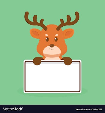 cute deer holding blank text board