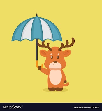 cute deer holding umbrella