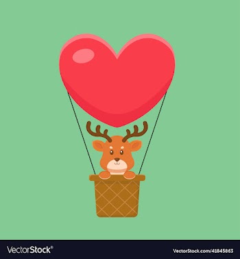 cute deer hot air balloon cartoon