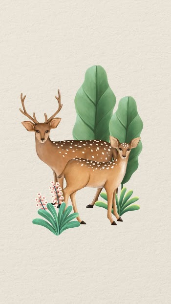 Cute deer mobile wallpaper, beige | Free Photo Illustration - rawpixel