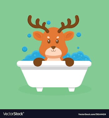 cute deer take bath cartoon character