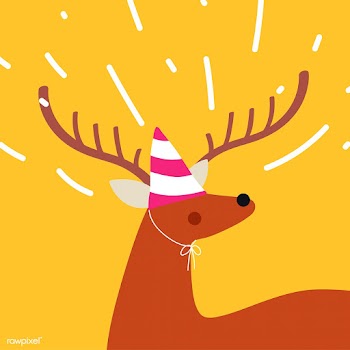 Cute deer with antlers wearing a party hat ve.. | Free stock vector - 476993