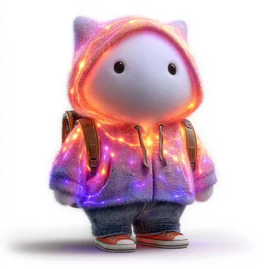 Cute Digital Mascot in Neon Colors Cute Digital Mascot in Neon Colors