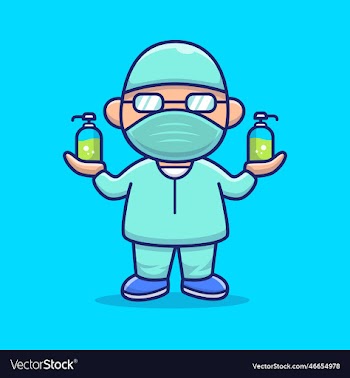 cute disinfectant man cartoon