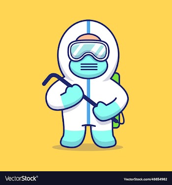 cute disinfectant man cartoon