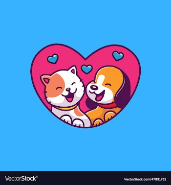 cute dog and cat cartoon
