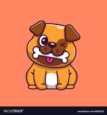 cute dog bite bone cartoon