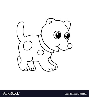 cute dog cartoon coloring page for kids