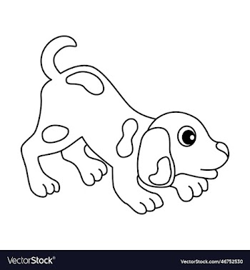 cute dog cartoon coloring page for kids