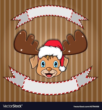 cute dog head with christmas hat blank label