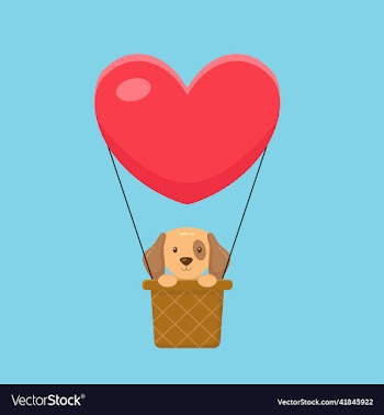 cute dog hot air balloon cartoon