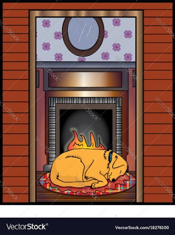 Cute dog sleeping by the fire vector image