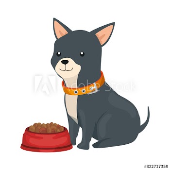 cute dog with dish food design