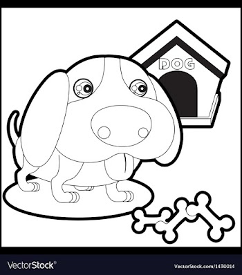 Cute dog with dog house and bones vector image
