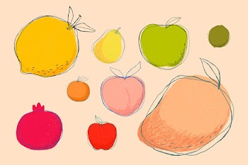 Cute doodle art fruit vector set