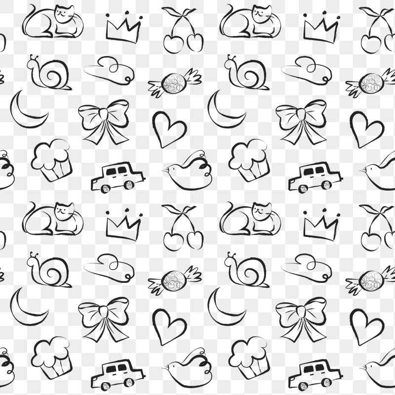 Cute doodle png pattern, transparent | Free PNG - rawpixel
