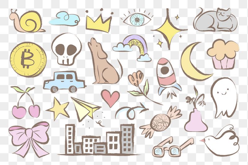Cute doodle png sticker, pastel | Free PNG - rawpixel