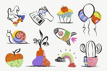 Cute doodle sticker, colorful aesthetic | Free Vector - rawpixel