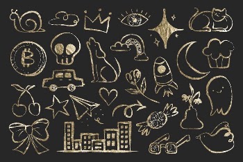 Cute doodle sticker, gold glitter | Free Vector - rawpixel
