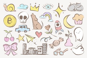 Cute doodle sticker, pastel cartoon | Free PSD - rawpixel
