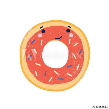 Cute doughnut flat vector illustration