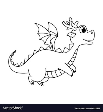cute dragon cartoon coloring page for