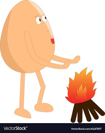 cute egg cartoon doing hand bake in winters