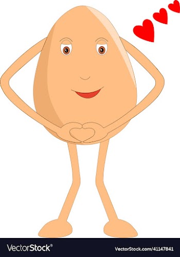 cute egg cartoon in love making a heart shape sign