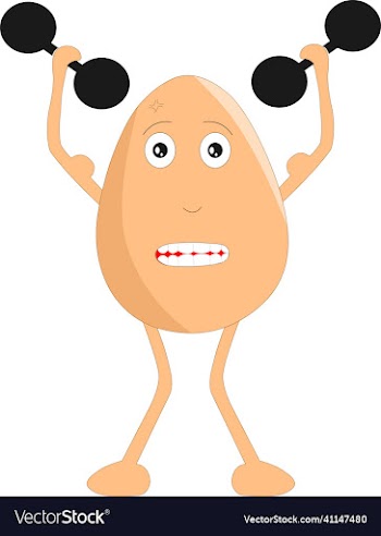 cute egg cartoon lifting weight