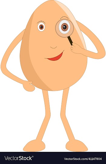 cute egg cartoon searching with lens
