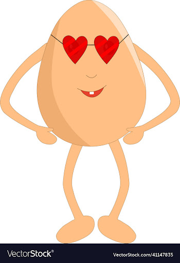 cute egg cartoon wearing heart shape goggles