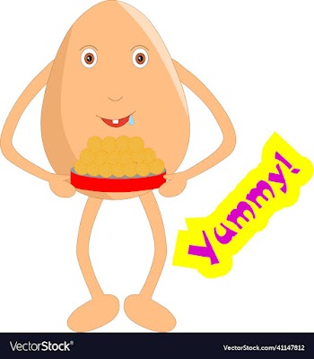 cute egg cartoon with sweets plate saying yummy