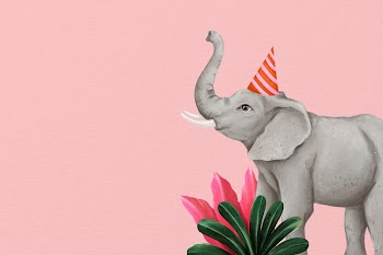 Cute elephant background, pink party | Free Photo Illustration - rawpixel