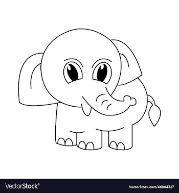 cute elephant cartoon coloring page for