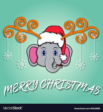 cute elephant head cartoon christmas card