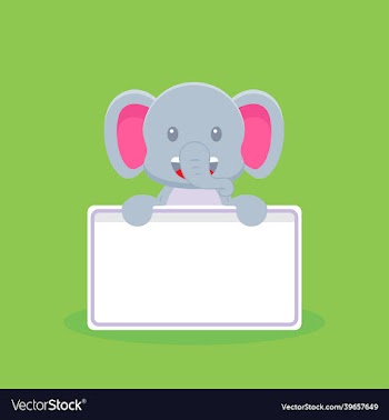 cute elephant holding blank text board