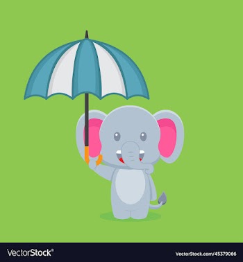 cute elephant holding umbrella